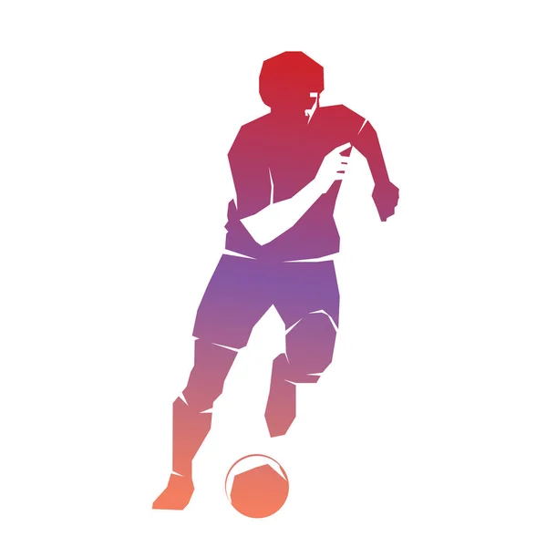 Footballeur Donne Coup Pied Ballon — Image vectorielle