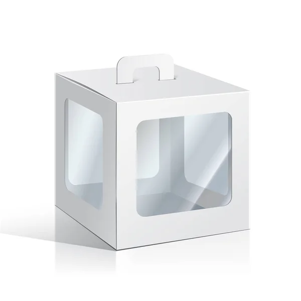Caixa Caixa Embalagem Branco Plástico Com Uma Janela Plástico Transparente —  Vetores de Stock