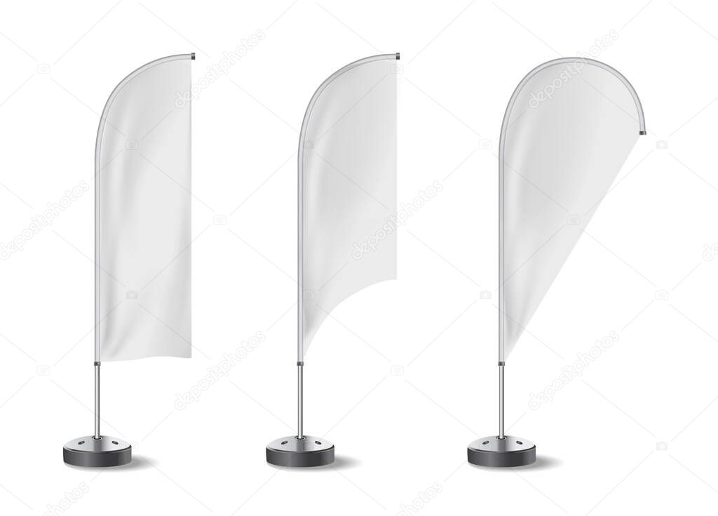White Flags Blank Expo Banner Stand