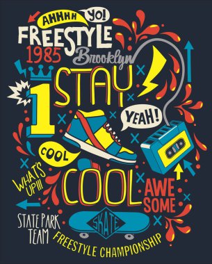 Skate board typography clipart