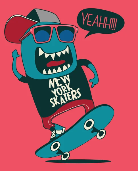 Cool monster skater — Stock Vector