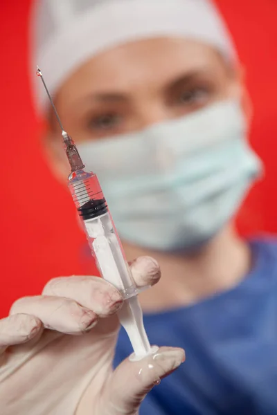 Female Doctor Syringe — Stock Photo, Image