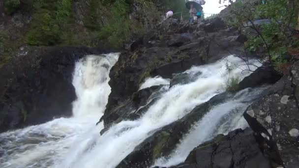 Steniga vattenfallet i en regnskog — Stockvideo