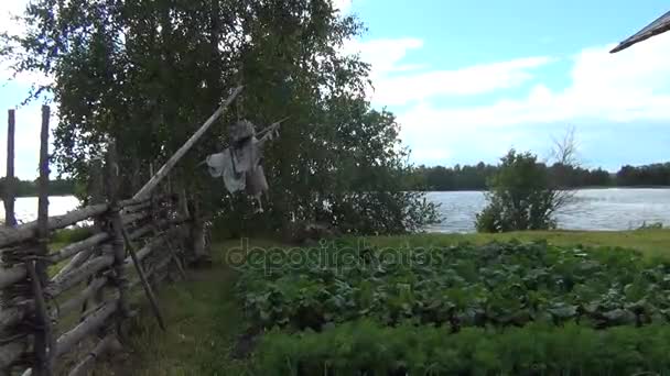 Espantapájaros espeluznantes en Halloween Garden — Vídeo de stock