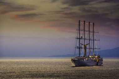 Mykonos island, Yunanistan windmils görünümünden