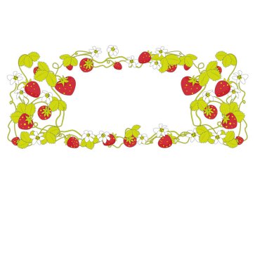Çilek oval çerçeve. Vektör çizim
