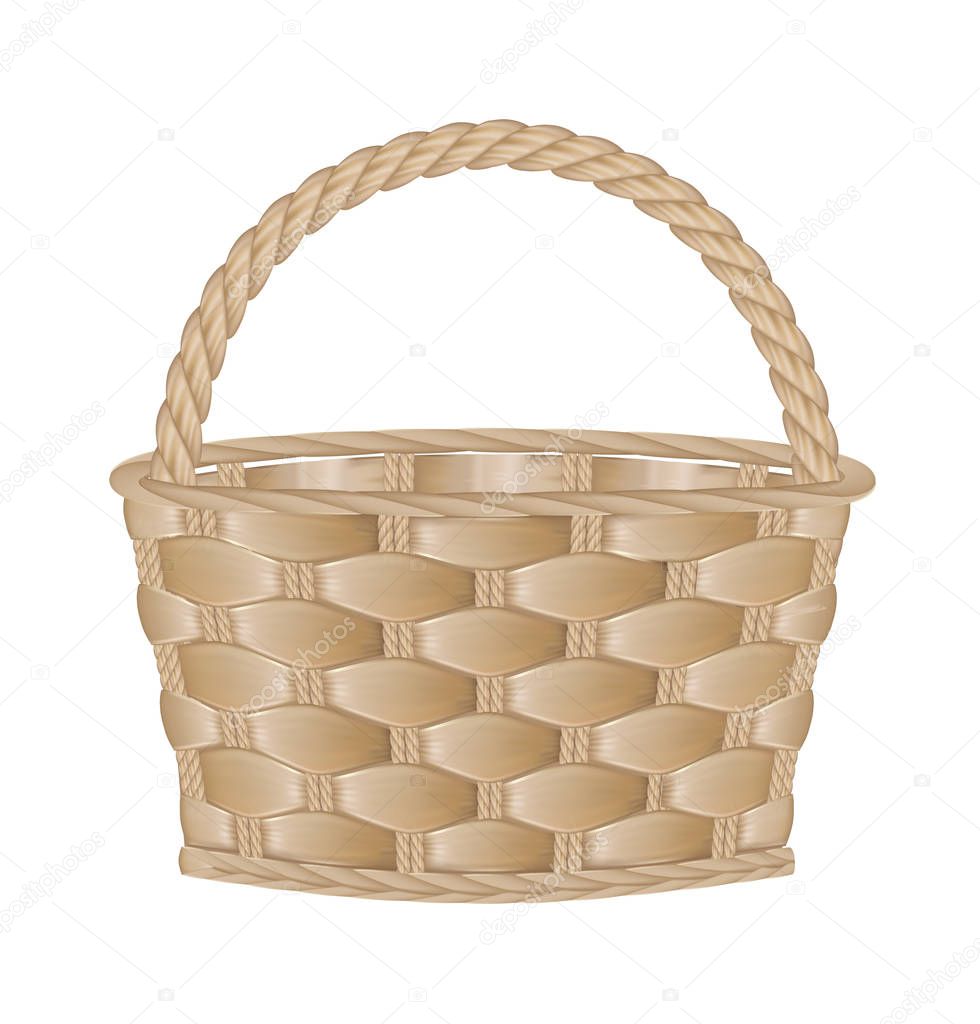 Empty basket on white background. Vector illustration