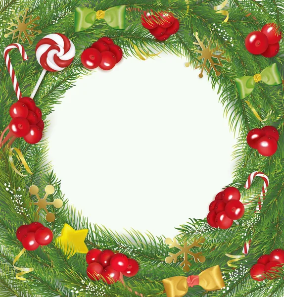 Fondo de Navidad con Arcos, Streamers, Estrellas, Bola de Navidad — Archivo Imágenes Vectoriales