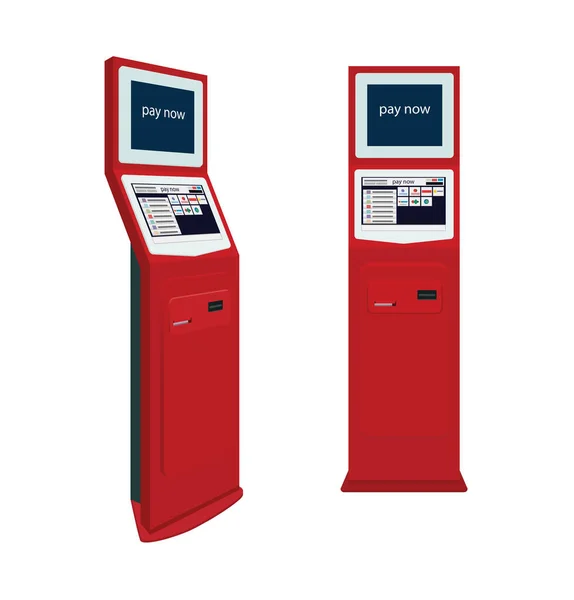 Online Zahlungssysteme Und Selbstbedienungsterminals Digitaler Touchscreen Interaktives Kioskkonzept Vektorillustration — Stockvektor