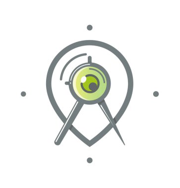 Büyüteç, pusula, saat, pusula. Cihaz. Vektör illüstrasyonu