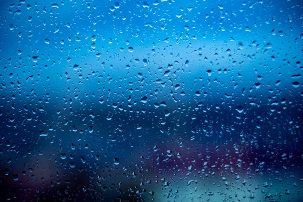 Gotas Chuva Fluindo Para Baixo Vidro Tempo Nublado Outono Verão — Fotografia de Stock