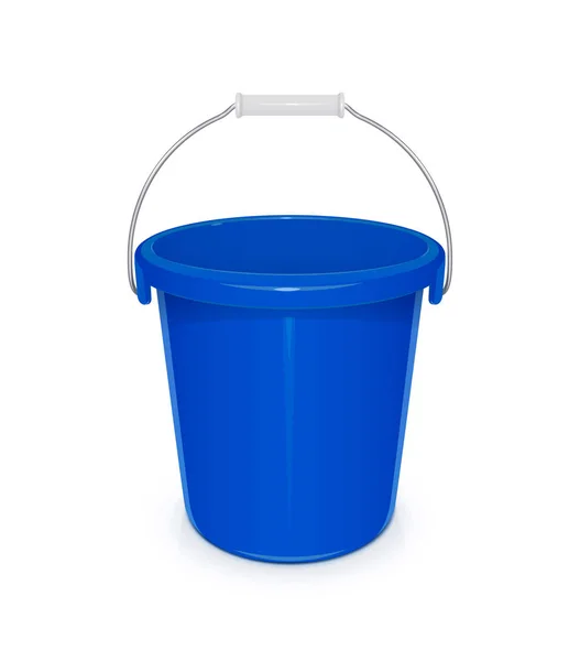 Blue plastic empty bucket with handle for cleaning and housekeeping — Stock Vector