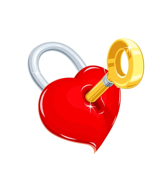 Hart en sleutel. Symbool liefde voor saint Valentines day — Stockvector