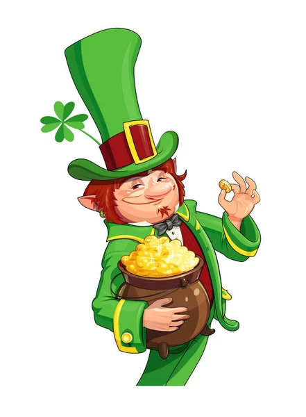 Gnome lutin. Caractère de conte de fées pour la Saint-Patricks — Image vectorielle