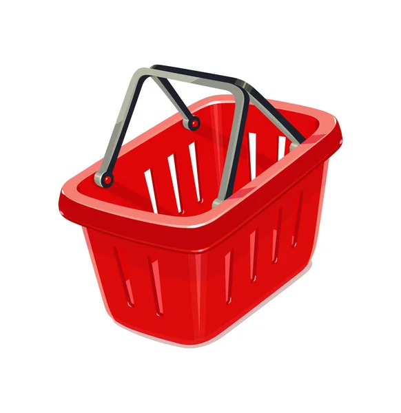 Roter Plastikkorb zum Einkaufen — Stockvektor