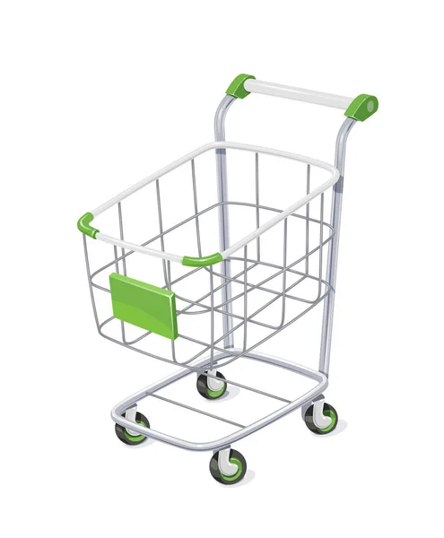 Carrito de supermercado con cesta para compras — Vector de stock
