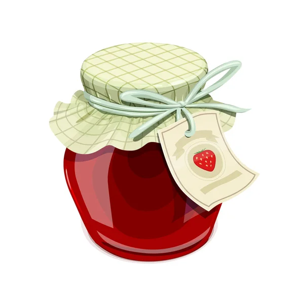 Strawberry jam jar. Vintage style — Stock Vector