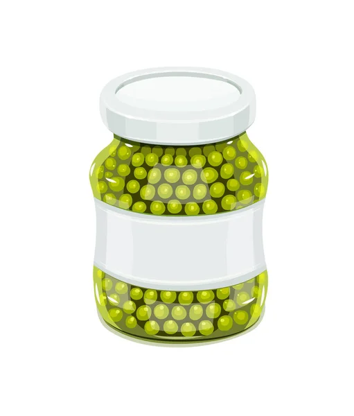 Glass jar with greeen peas — Stock Vector