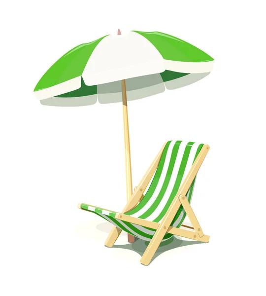 Silla de playa y sombrilla para el descanso de verano — Vector de stock