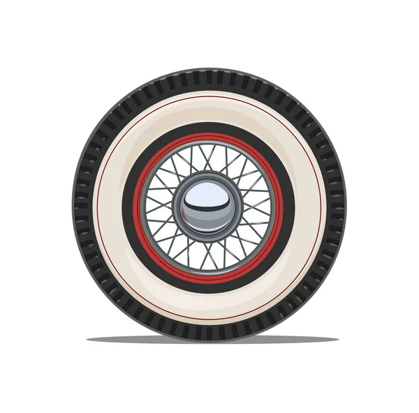 Roda de carro vintage com ilustração vetorial falada . — Vetor de Stock