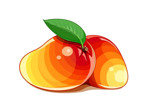 芒果。两个成熟多汁的热带水果. — 图库矢量图片