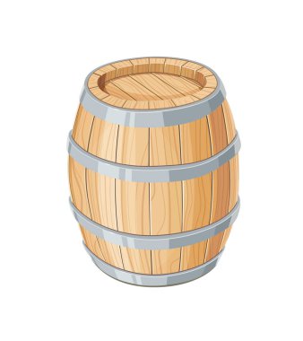 Vertical Wooden barrel for wine or beer clipart