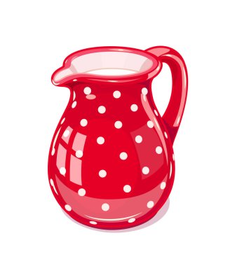 Red Ceramic jug with milk clipart