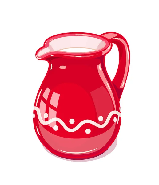 Червоний керамічний глечик з молоком — стоковий вектор