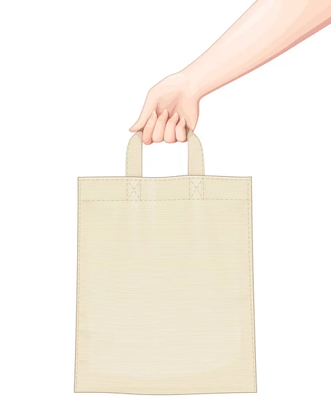 Mantenga la mano Bolsa de compras. Conjunto de accesorios para productos alimenticios . — Archivo Imágenes Vectoriales