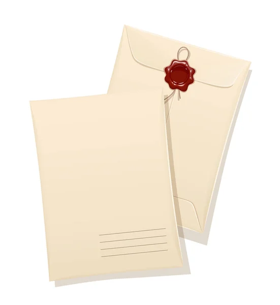 Envelope de papel com selo de proteção e adesivo . — Vetor de Stock