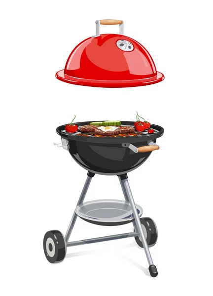 Wasserkocher für Grill mit Deckel. — Stockvektor