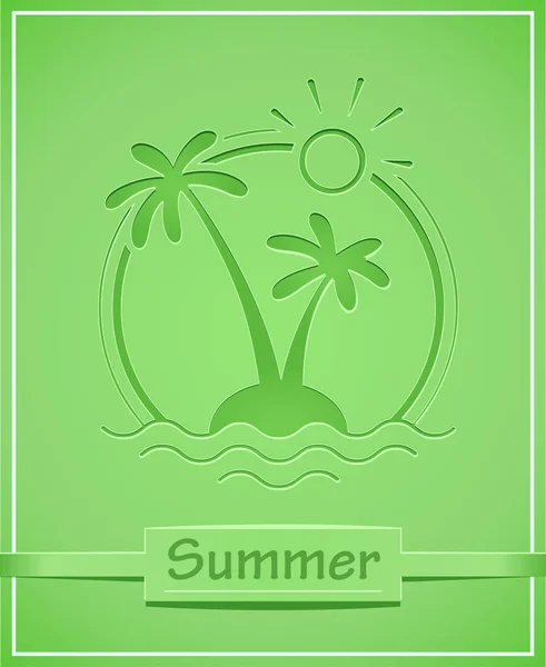 Palm at tropical island — Stock Vector