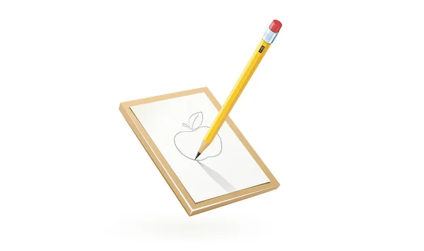 Lápiz dibujar manzana en el papel blanco . — Archivo Imágenes Vectoriales