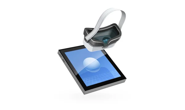 Tablet grafico e occhiali digitali per la modellazione 3d — Vettoriale Stock