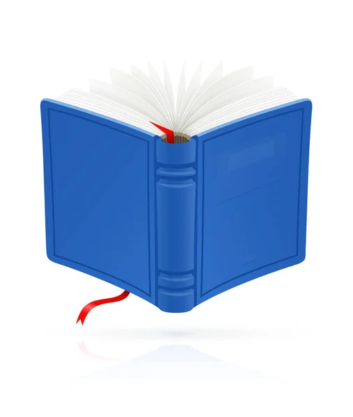Blaues offenes Buch mit rotem Lesezeichen-Vektor — Stockvektor