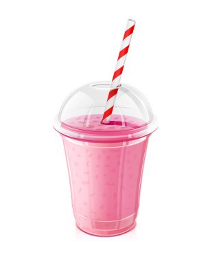 Boru ile plastik şeffaf kap. Taze içki.