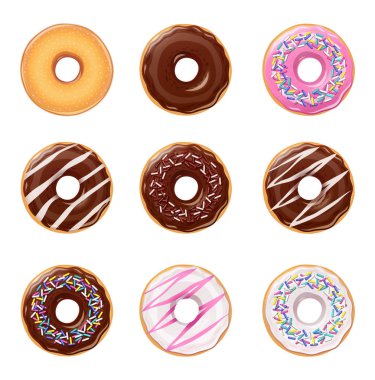 Çörek rengarenk tatlı vektör çizim, eps10 ayarla.