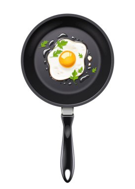 Kızarmış yumurta ile pan. Yemek yemek.