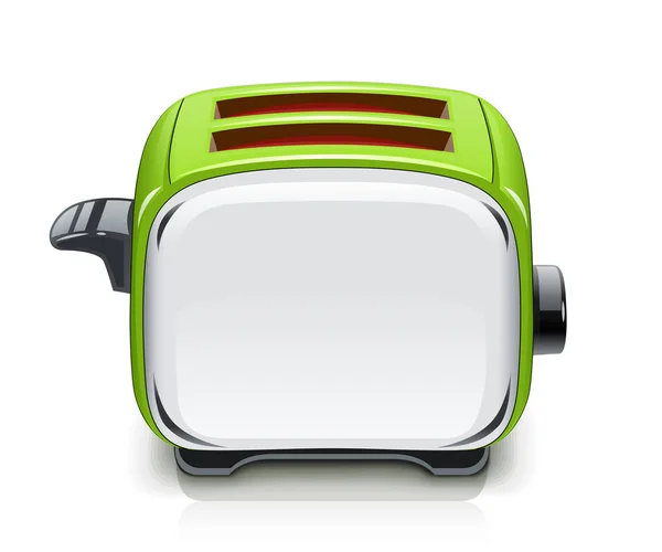 Green Toaster. Kitchen equipment for roast bread. — Stock Vector