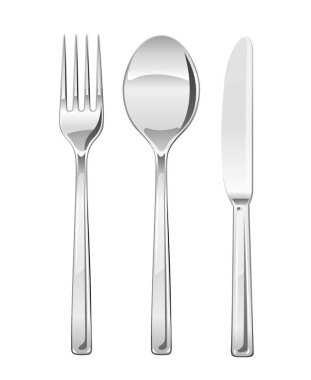 Çatal, kaşık, bıçak. Set yemek için kaplar