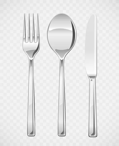 Tenedor, cuchara, cuchillo. Juego de utensilios para comer — Vector de stock
