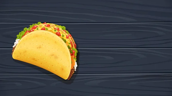 Taco med kjøtt og grønnsaker. Tradisjonell meksikansk hurtigmat – stockvektor