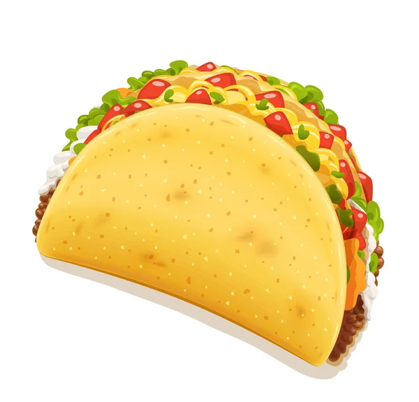 Tacos à la viande et aux légumes. Fast-food mexicain traditionnel — Image vectorielle