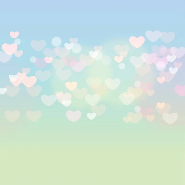 Corazones en verde azul dulce — Vector de stock