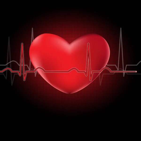 Coração e cardiógrafo — Vetor de Stock