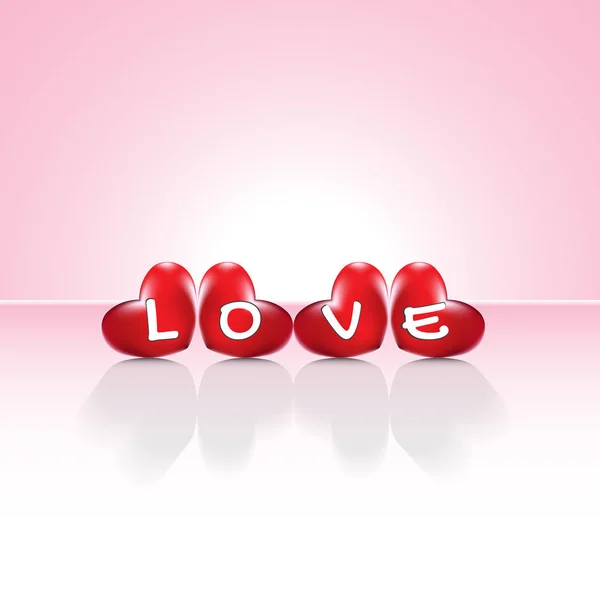 Hearts row with LOVE wording — Stock Vector