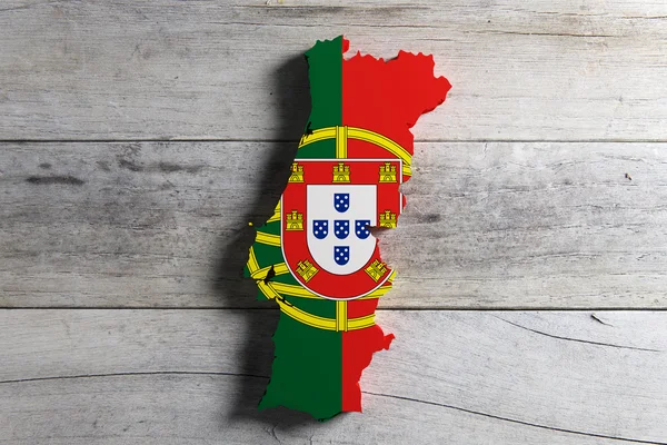 Mappa e bandiera di Silhouette of Portugal — Foto Stock