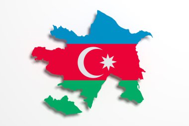 Siluet bayrak ile Azerbaycan Haritası