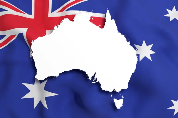 3D-Darstellung einer australischen Landkarte und Flagge — Stockfoto