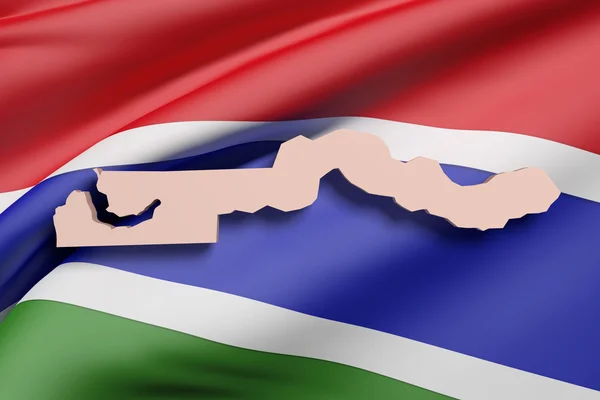 Silhuetten av Gambia karta med flagga — Stockfoto